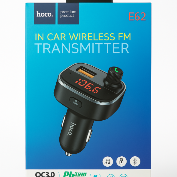 Hoco E62 Fast PD20W+QC3.0 Bluetooth FM Transmitter & Car Charger