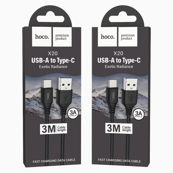 Hoco X20 Flash Charging Data Sync USB to Type-C Cable (3M)