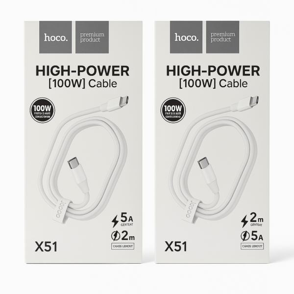 Hoco X51 High-Power 100W Type-C to Type-C Charging Data Cable (2m)