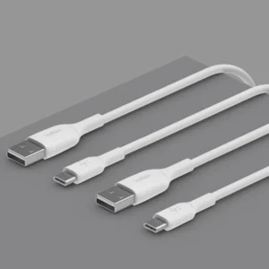BoostCharge USB-C to USB-A Cable 1mt (2 Pack) White