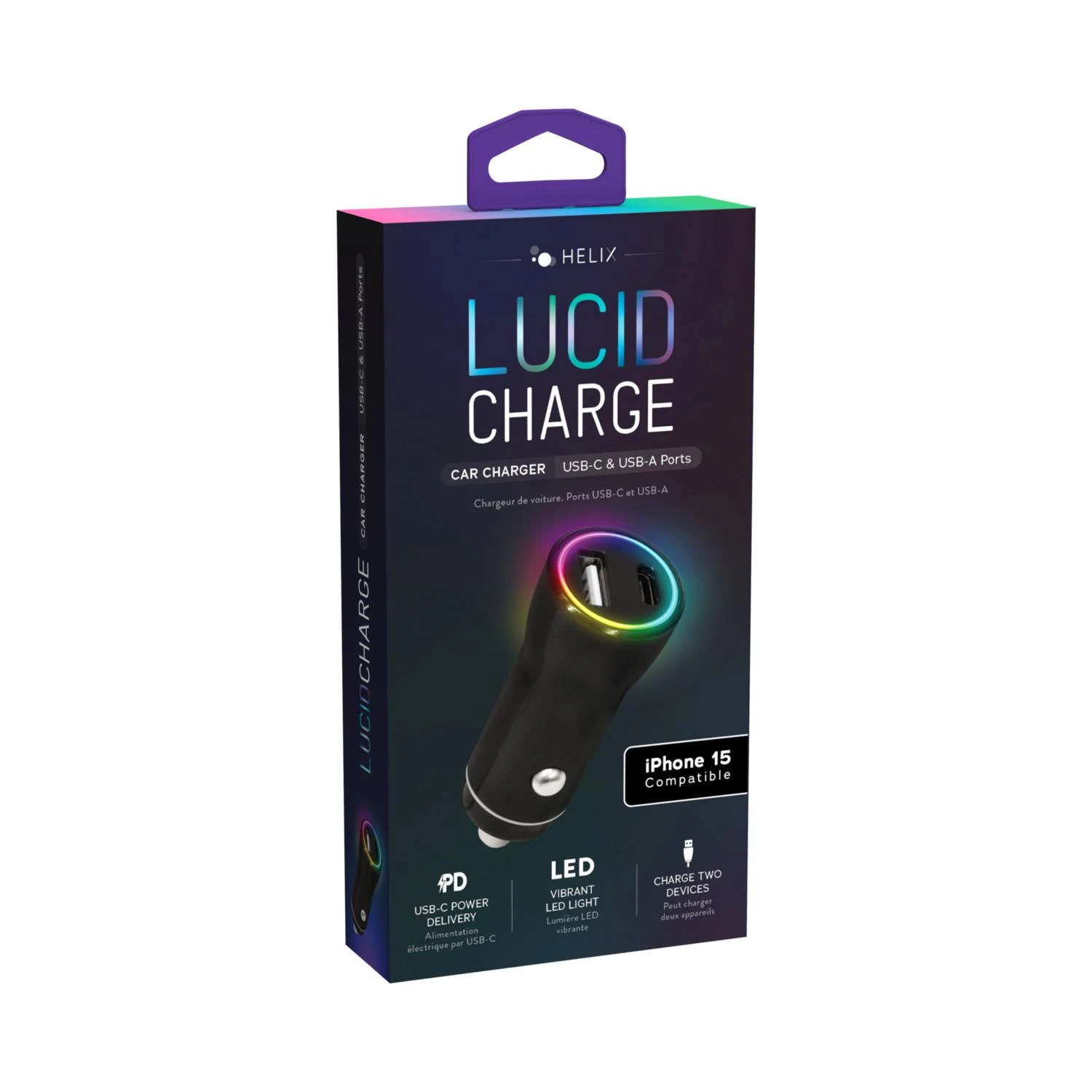 Lucid Charge LED Car Charger Multi-Color