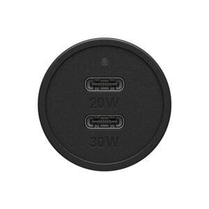 Dual USB Premium Fast Charge Car Charger PD 30W + PD 20W Black